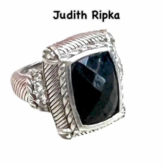 🖤Judith Ripka Sterling Silver Onyx Ring🖤women’s jewelry-academia-statement🖤